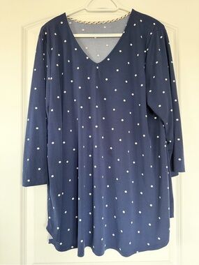 Polo by Ralph Lauren Navy Blue Polka Dot V-Neck Blouse